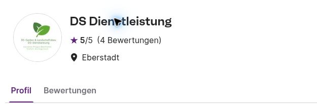 Original-Screenshot des MyHammer-Profils DS Dienstleistung in Eberstadt: 5 von 5 Sternen aus 4 Bewertungen.